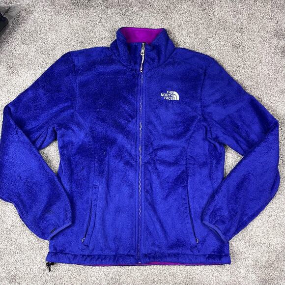The North Face Purple and Magenta fuzzy full zip jacket coat women's small - Picture 1 of 9